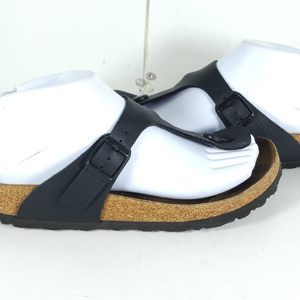 Birkenstock Women's Gizeh EU37 US6 Black Birko-Flor T-strap Thong Sandals - Picture 15 of 16